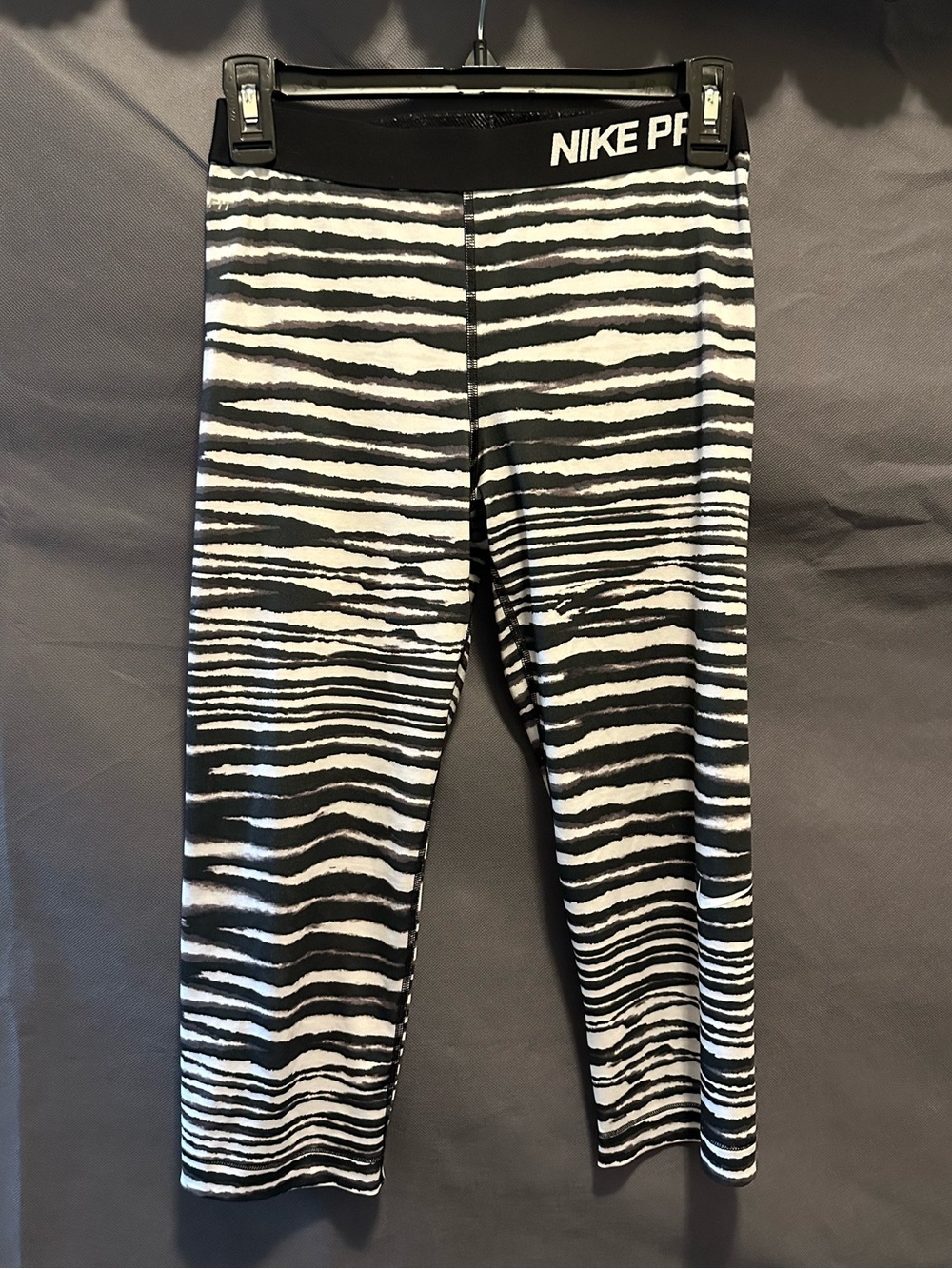 Nike Pro Black and White Zebra-Print Capri Leggings